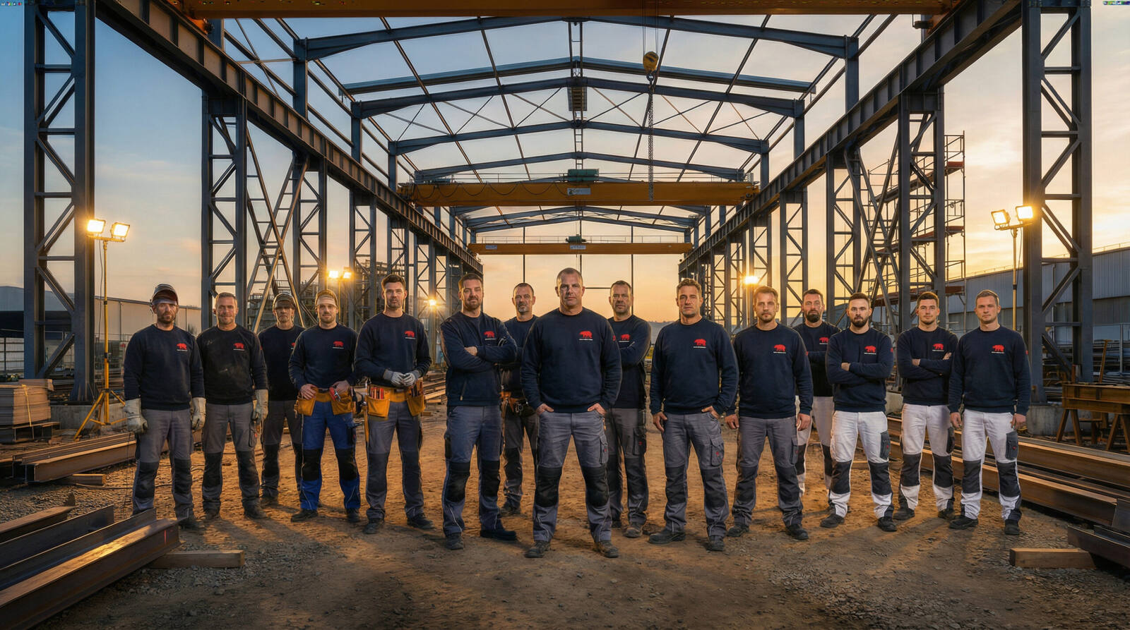 Handwerkerteam von Bear Company auf der Baustelle
